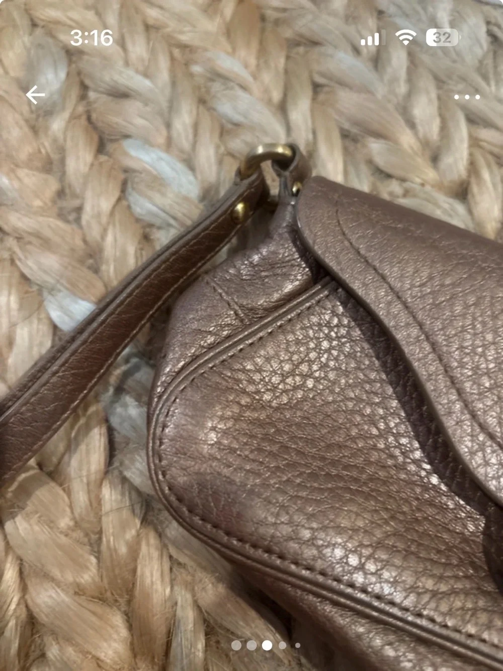 Cole Haan Textured Bronze Leather Clutch with Turn-Lock Closure